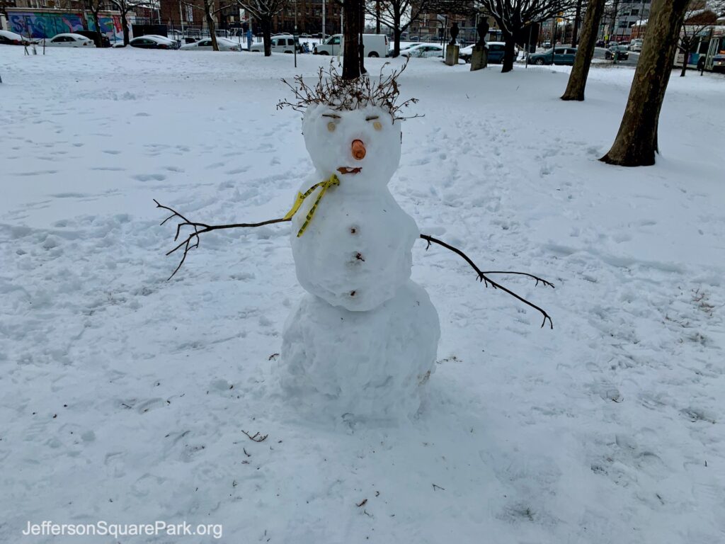 Snowpeople in the park