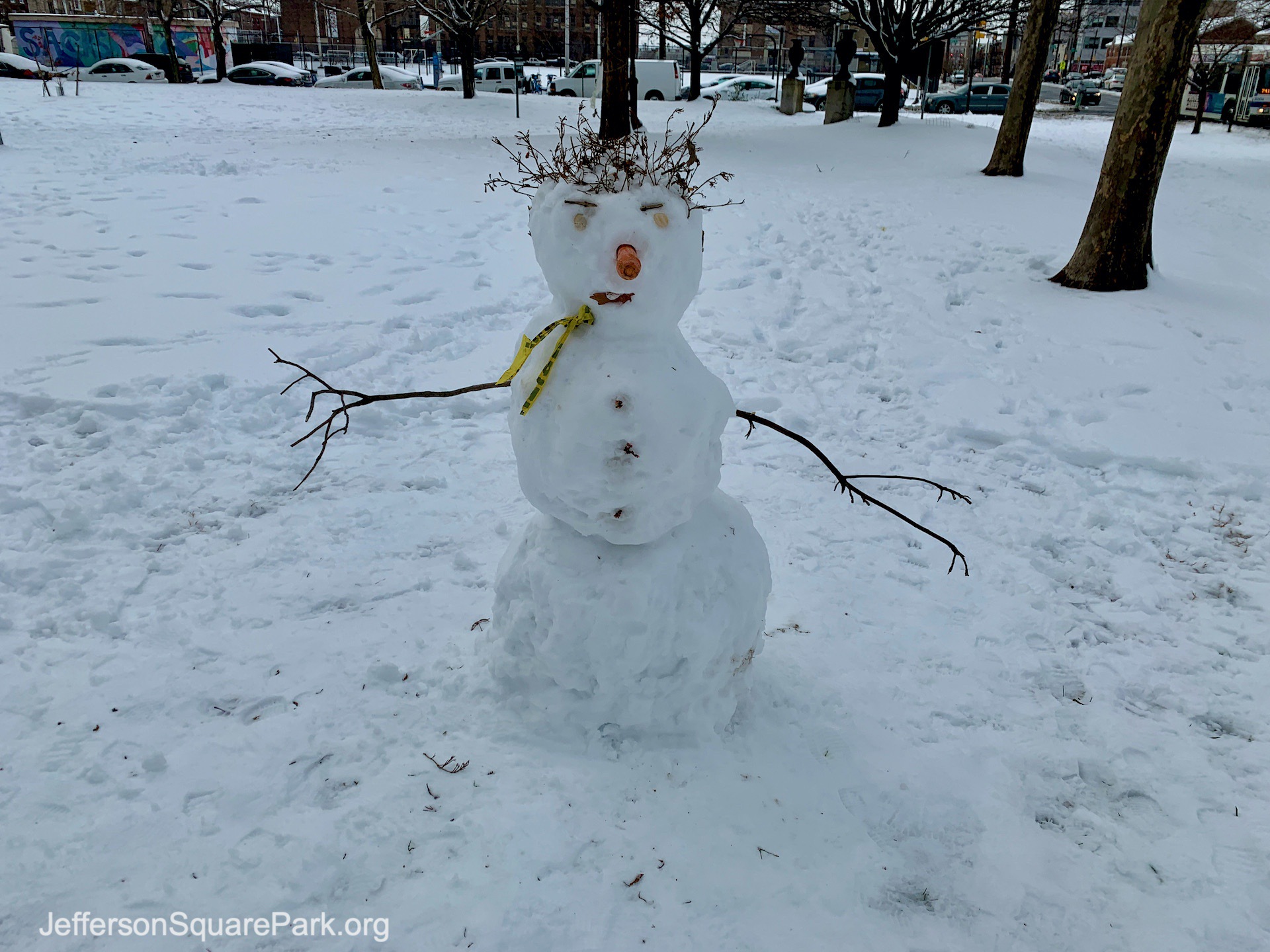 Snowpeople in the park